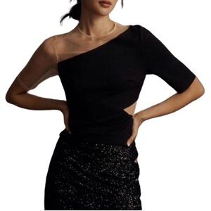 NWT Anthropologie Sunday in Brooklyn Ponte Mesh Mix Top Size L